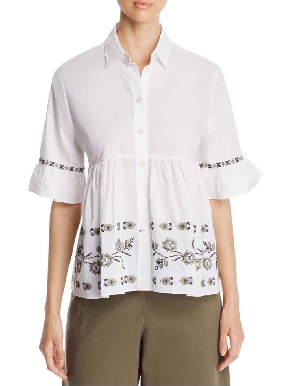 kate spade new york Broome Street Embroidered Poplin Top - S